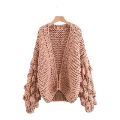 China Breathable Khaki Hand Crocheted High Quality Ladies Loose Sweater for sale