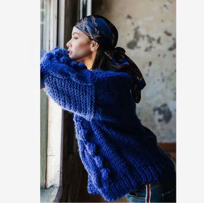 China Breathable Ladies Cardigan Fashion Blue Sweater For Winter for sale