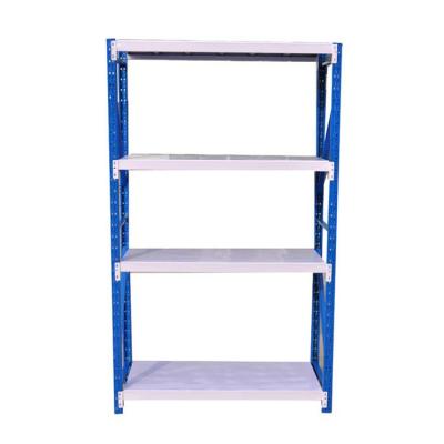 China Storage Shelving 4 Shelf Boltless Light Duty Rivet Metal Shelf Storage Rack Holder For Garage And Supermarket Shelves for sale