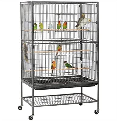 China Durable Wrought Iron Standing Large Flying King Bird Cage With Stand Metal for sale