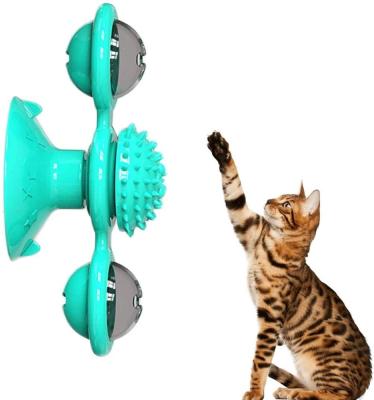 China Viable Windmill Cat Toy Turntable Teasing Pet Toy Scratching Tickling Cats Hair Sweep Funny Cat Toy for sale