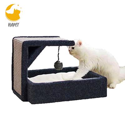 China Sustainable Cat Climbing Frame House Cat Scratcher Cat Activity Center Comfortable Bed with Play Ball Toy for sale