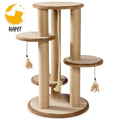 China Viable Products Kitty Power Paws Multi-Platform Pet Posts with Tassels Cat Scratcher Natural for sale