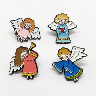 China Cute Lapel Pin Angel Hard Enamel Lapel Pin Soft Metal Badge Custom Cheap Wholesale From Europe for sale