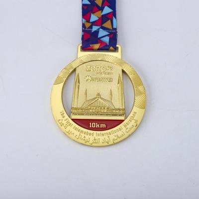 China Customizable Medal Design Your Own Custom Gold Plated Sports Metal Medallion Medallion With Ribbon for sale