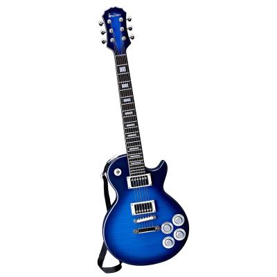 China Realistic Electronic Electric Rock Toy Guitar With Microphone Realistic Kids Musical Instruments Toy Metal Strings for sale