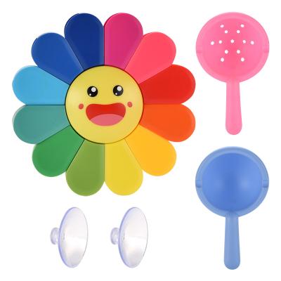 China Durable Eco-Friendly Non-Toxic Water Playing Sunflower Bath Toys For Baby 360 Degree Rotate Like A Waterwheel Cute Smooth Bright Color Spray Sprinkle Water for sale