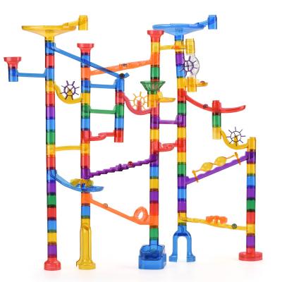 China Building Toy Pipeline DIY Neon Marble Run Set Assembling Building Blocks Colorful Multiple Shapes Transparent Tracks for sale