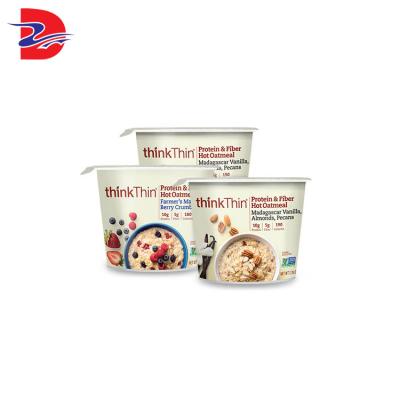 China Disposable Promotional Eco-friendly Disposable With Cover Kraft Paper Soup Ice Cream Coffee Bowl Cup Packaging for sale