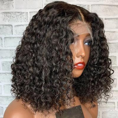 China Factory direct sale factory direct seller raw hair natural black wave lace wigs for women hair lace band 100% deep wave color for sale