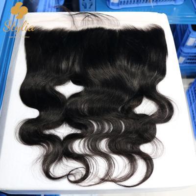 China 3-5years factory supply wholesale price cuticle aligned straight wavy 100% Virgin hair ear on ear 13x4 13x6 swiss lace headband for sale