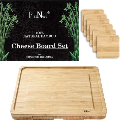 China Sustainable Tall Bamboo Cheese Board With Coasters for sale