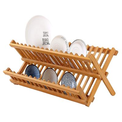 China Sustainable Bamboo Drainage Rack Can Fold 16 Slot Coffee Cup Storage Rack for sale