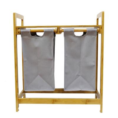 China Minimalist 2 Sections Laundry Hamper Laundry Baskets 638mm*328mm*730mm Dirty Clothes Bag For Home Bathroom Bedroom College Use for sale