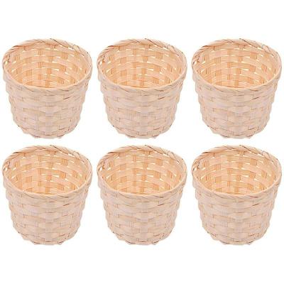 China Rattan Plant Box Wicker Finish Bamboo Weaving Basket Sundries Organizer Home Product Storage Flower Pot Viable Desktop Debris Basket for sale