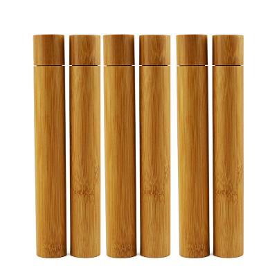 China Hot Natural Bamboo Case Travel Reusable Bamboo Toothbrush Tube 1pcs Portable Travel Holder Set Washable Toothbrush Holder for sale