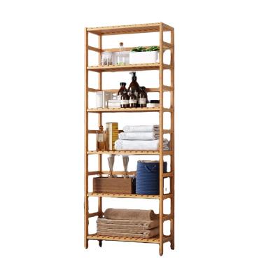 China Minimalist bamboo vertical shelf, plant flower stand, storage rack, free set, practical tool rack, layer rack for sale