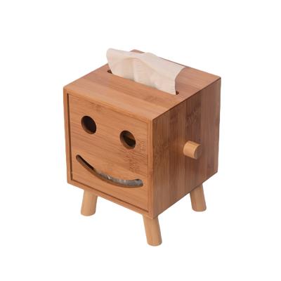 China Bamboo Creative Robot Bedroom Creative Farmhouse Living Room Desk Oll Organizer Storage Box Wood Home Decor Stand Viable Cover Paper for sale