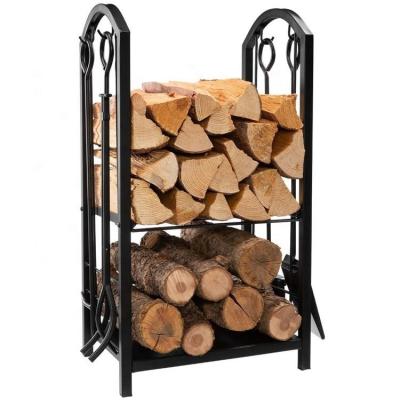 China Easy Assemble All-In-One Heavy-Duty Firewood Rack With Fireplace Tool Kit 18