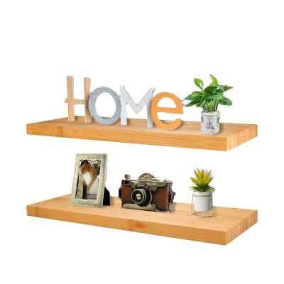 China Sustainable Wall Mounted Bamboo Floating Shelving Rack Hot-selling Waterproof Display Rack for sale