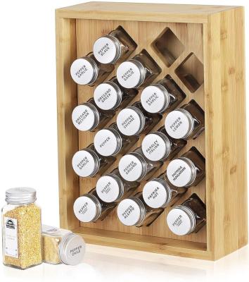 China Sustainable Bamboo Spice Rack Vanilla Spice Rack with 20 Glass Jars for sale