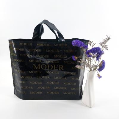 China Moisture Proof Hot Sale Plastic Packaging Bag Black Shopping Bag With Logo for sale