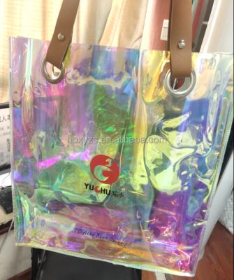 China Fashon 2021 Recyclable Present And Shinning Gift Bag Style Tote Bag With PVC Material for sale