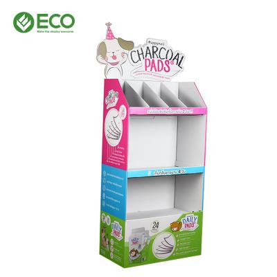 China Custom Printing Mall Market Cardboard Display Rack Cardboard Pet Product Floor Display Stand for sale