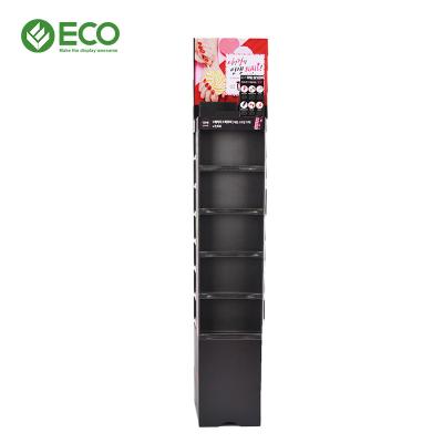 China Mall Makeup Eyelash Lipstick Cardboard Floor Nail Polish Cosmetic Display Stand for sale