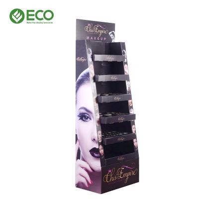 China High Quality Shopping Mall Eyeshadow Cardboard Floor Display Rack Cosmetics Eyelash Display Racks for sale