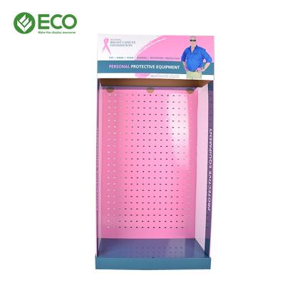 China Promotional Mall Retail Store Cardboard Display Rack Floor Hook Display Stand for sale