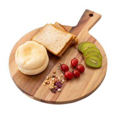 China Best Viable Selling Design Circular Shape Breadfruit Cutting Board Handmade Solid Acacia Wood Cheese Board for sale