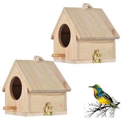 China Sustainable Hot Selling Wooden Bird House Aviary Furniture Waterproof Outdoor Garden Decoration 2 Set for sale