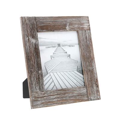 China Morden Wood Design Custom Rustic Distressed Unpolished Wood Picture Frame Wall Decor for sale