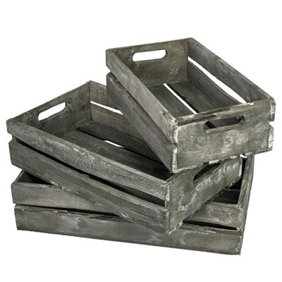 China Factory Wholesale Solid Natural Wood Rustic Vintage Gray Decorative Storage Box Outlet Box for sale