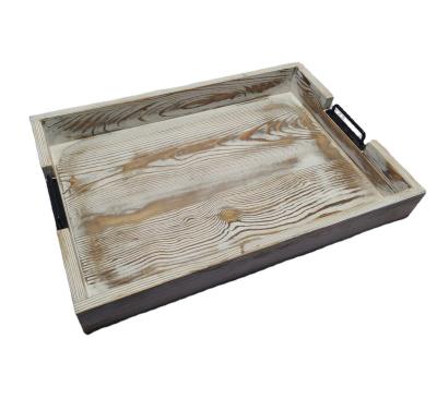 China Eco-Freindly Retro Design New White Roman Washed Wooden Food Storage Serving Tray for sale