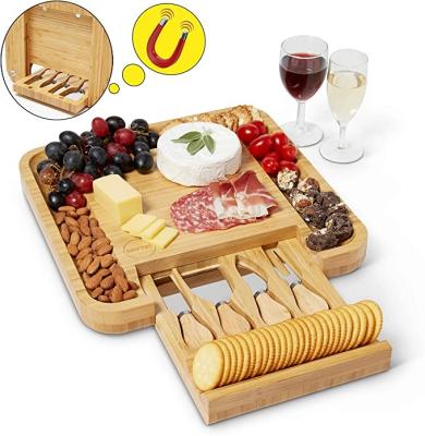 China Eco-Freindly Bamboo Cheese Board and Serving Tray Cutlery Knife Set for sale