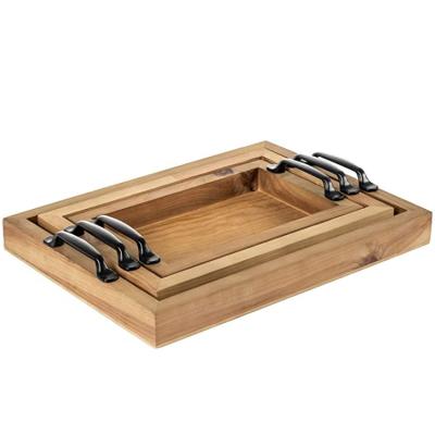 China Morden factory direct sale high quality natural wood antique deep design set portable wooden 3 tray for sale