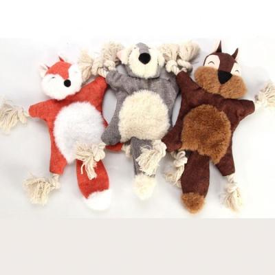 China 2021 New Design Viable Cute Animal Train Fox Bear Dog Squeaky Plush Durable Pet Chew Toy for sale