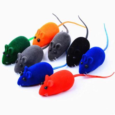 China Viable Colorful Realistic Pet Flocking Voice Mouse Cat Toy Flocking Mouse Antidepressant for sale