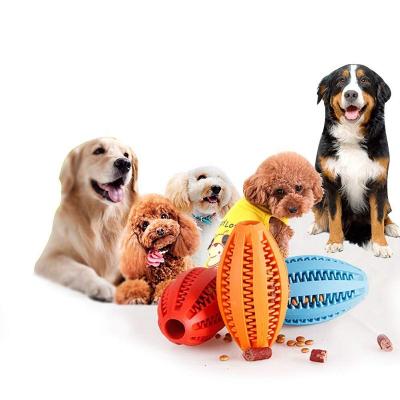 China Viable Wholesale Oval Rubber Ball Escape Feeder Dog Interactive Multi-colors Toys for sale