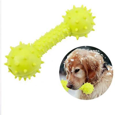 China Viable Wholesale Color Design Interactive Dog Toys TPR Toy Barbell Shape Chew Bite Candy for sale