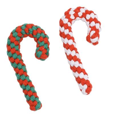 China Viable Colorful Christmas Candy Canes Dog Chew Rope Toy for sale