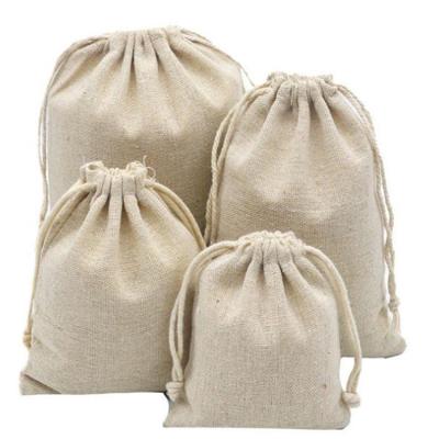 China Organic Recycled 100% Cotton Jute Pouch Eco Friendly Drawstring Bag Custom Printing for sale