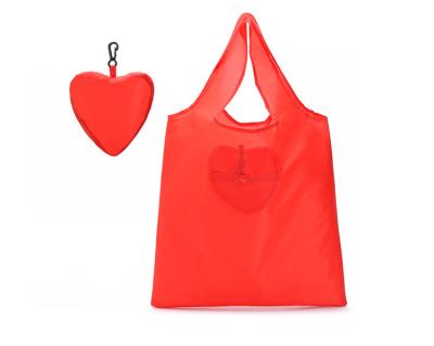 China Heart Shape Polyester Folding Vest Collapsible Shopping Bag for sale