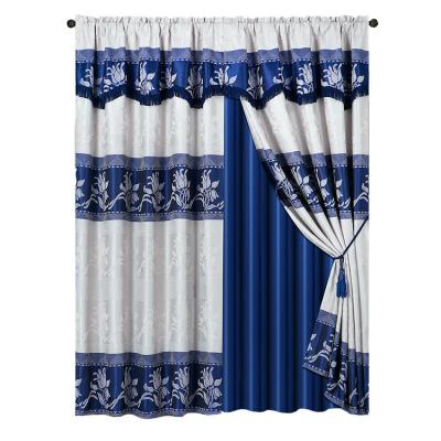 China Wholesale Custom Blackout Style American Living Room Window Curtain Set Luxury Polyester Fabric Jacquard Drapery And Curtains for sale