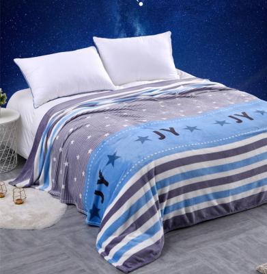 China Print Design Viable Factory Price Knit Warp Flannel Fleece Throw Blanket Bed Cover for sale