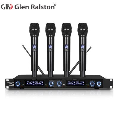 China Glen Ralston Professional Four Headset Microphone KTV Conference Room Handheld Wireless Microphone for sale