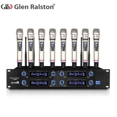 China Glen Ralston Professional Handheld KTV Headset Microphone U-section One Drag Eight Conference Room Wireless Microphone for sale