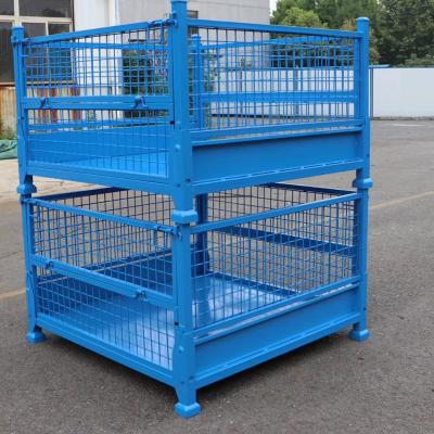 China Grid Material Metal Pallet Crate Folding Mesh Container Customized for sale